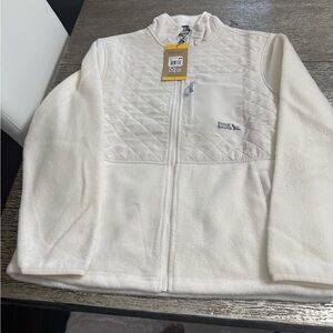 Eddie Bauer Cream Quilted Fleece Jacket NWT Medium